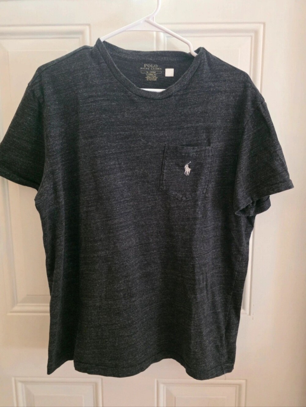 Polo by Ralph Lauren Men's Heather Charcoal Pocket Tee - Black